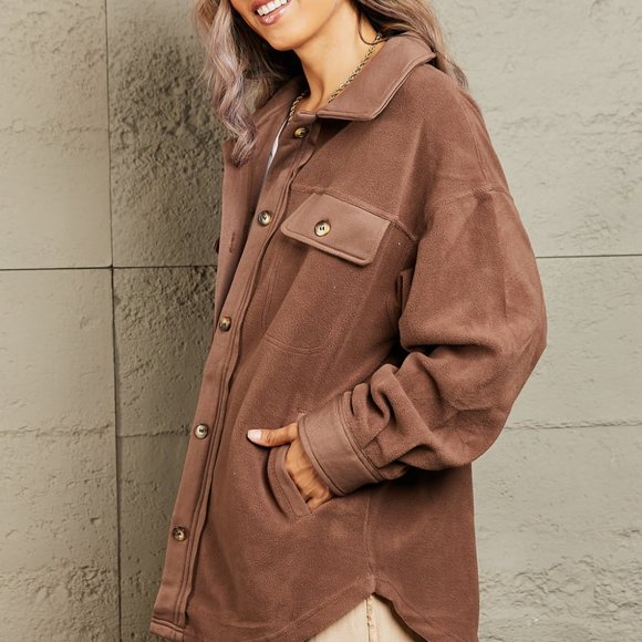 Heimish Cozy Girl Full Size Button Down Shacket - Picture 3 of 10